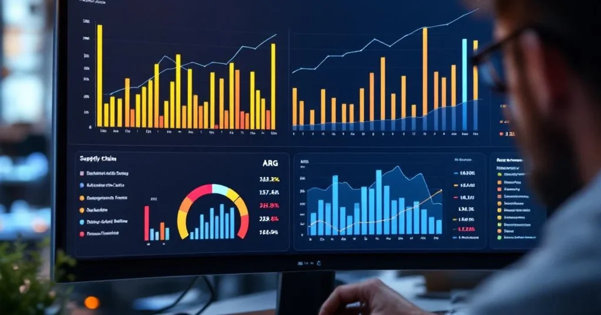 Tableau de bord impact réduction cycle réapprovisionnement sur BFR : stock de cycle avant après, stock de sécurité avant après, gain total en euros pour une PME 300 références