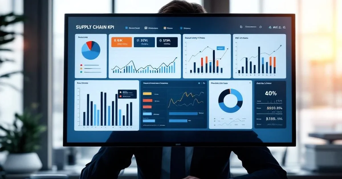 Tableau de bord supply chain PME avec 5 indicateurs clés : taux de service, OTIF, rotation des stocks, précision prévisions, cycle cash-to-cash, avec seuils et tendances