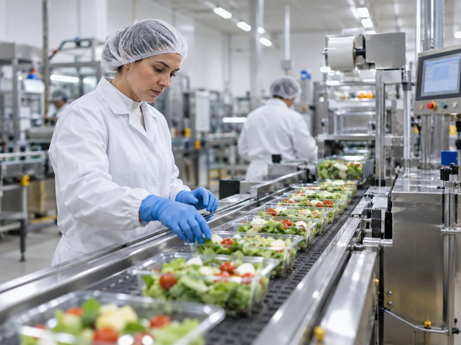 Opératrice sur une ligne de production agroalimentaire